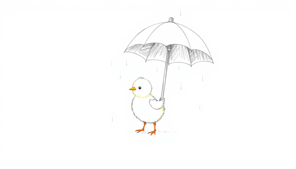 Chick Under an Umbrella