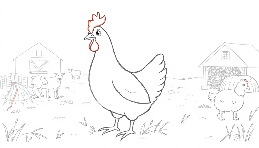 Chicken in a Barnyard Scene