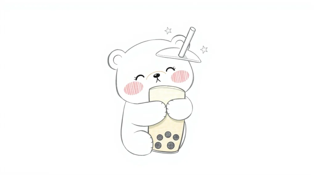 Boba-Loving Kawaii Bear