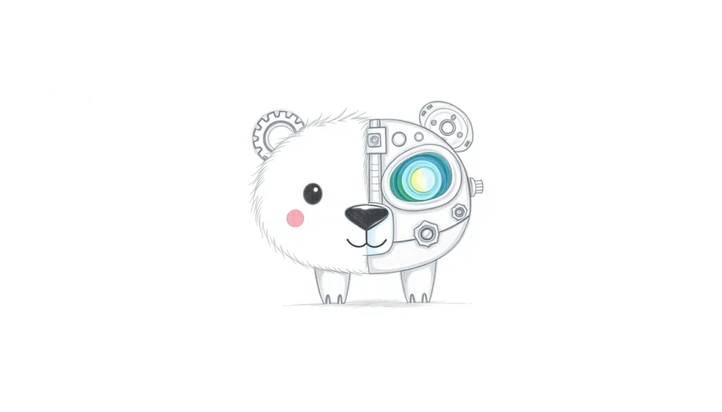 Draw Robot Bear Half bear