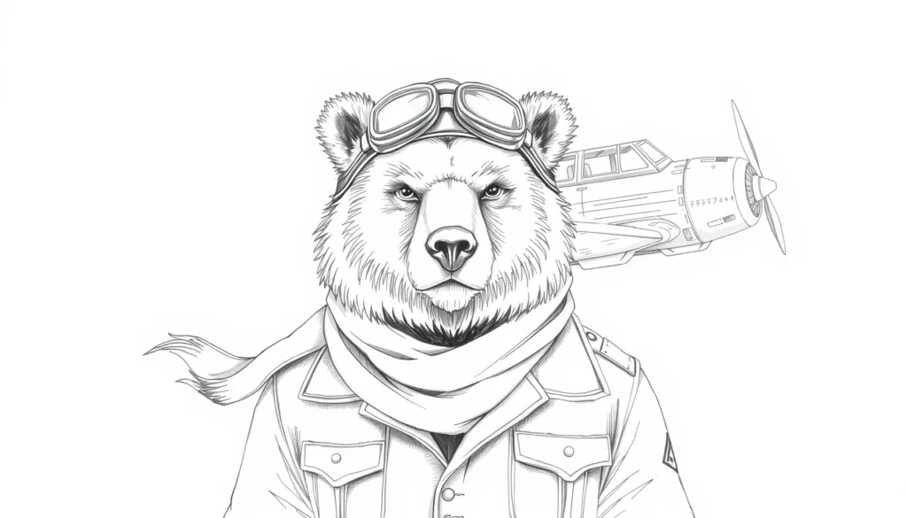 Pilot Bear Drawing