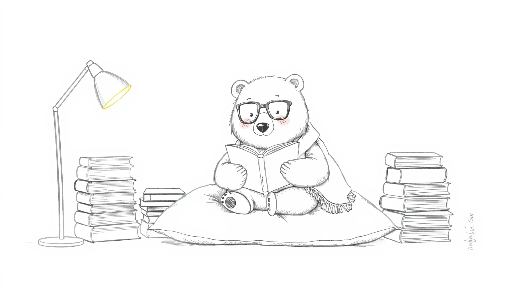 Reading Bear in Their Cozy Nook