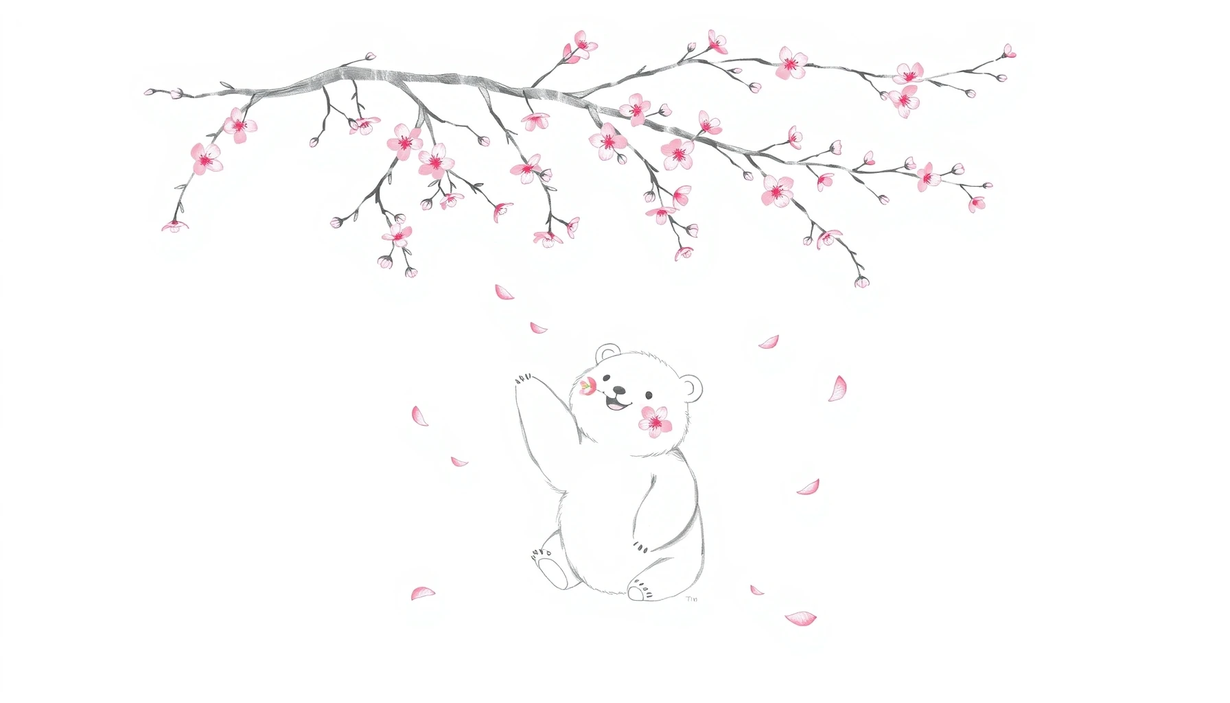 Spring Bear with Cherry Blossoms